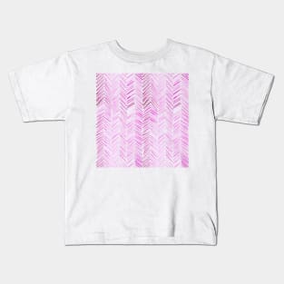 Watercolor Herringbone Pattern - Magenta Kids T-Shirt